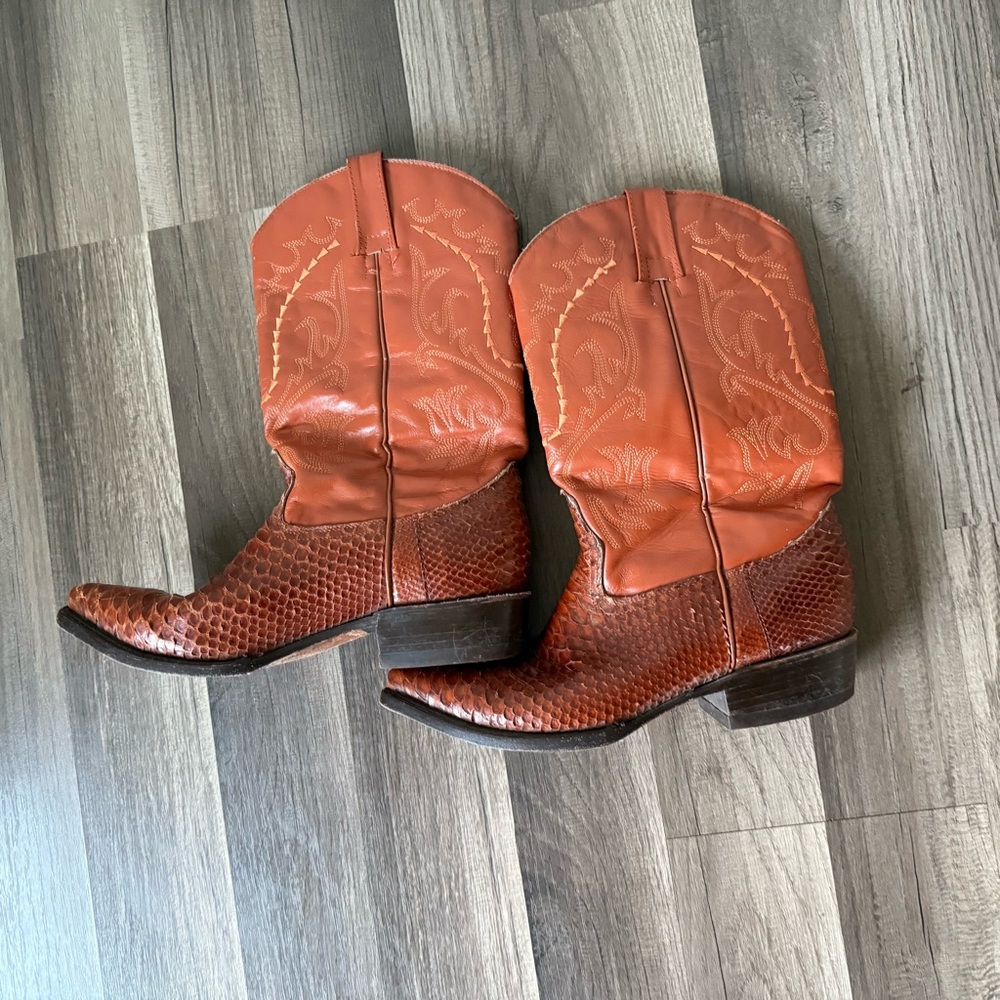 Men's Western Leather Boots - Rich Brown - Picture 8 of 13